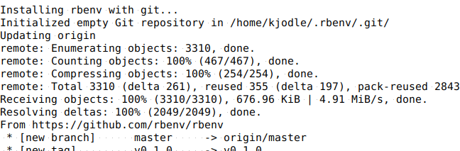 Installing rbenv with git