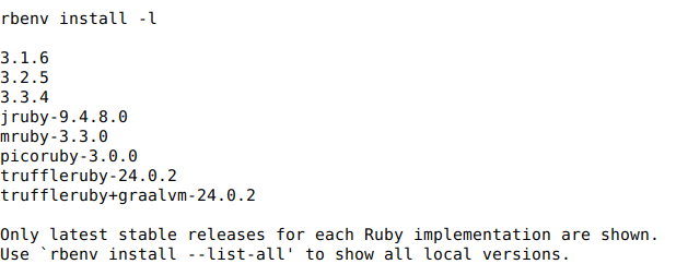 rbenv install -l